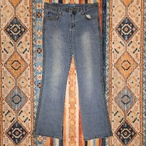 Apollo Jeans Y2K Denim Chain Stitched Light Wash Thrashed Blue Jeans sz 11/12